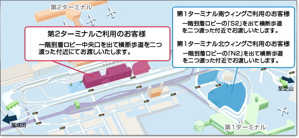 成田空港駐車場ココパーキング　お渡しマップ
